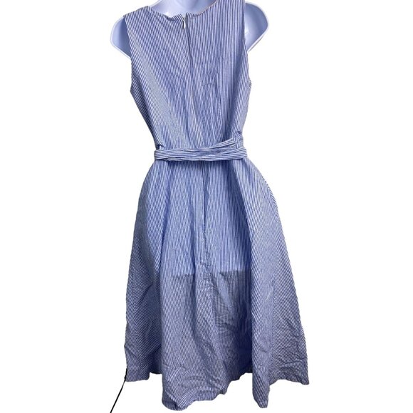 Boden Striped Blue Sleeveless Wrap Dress - Picture 2 of 12